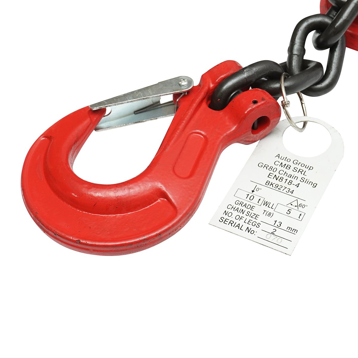 Lant ancorare pentru utilaje grele cu dispozitiv de tensionare pe clichet, greutate suportata 10T, lungime lant 4m, grosime zala fi 13mm
